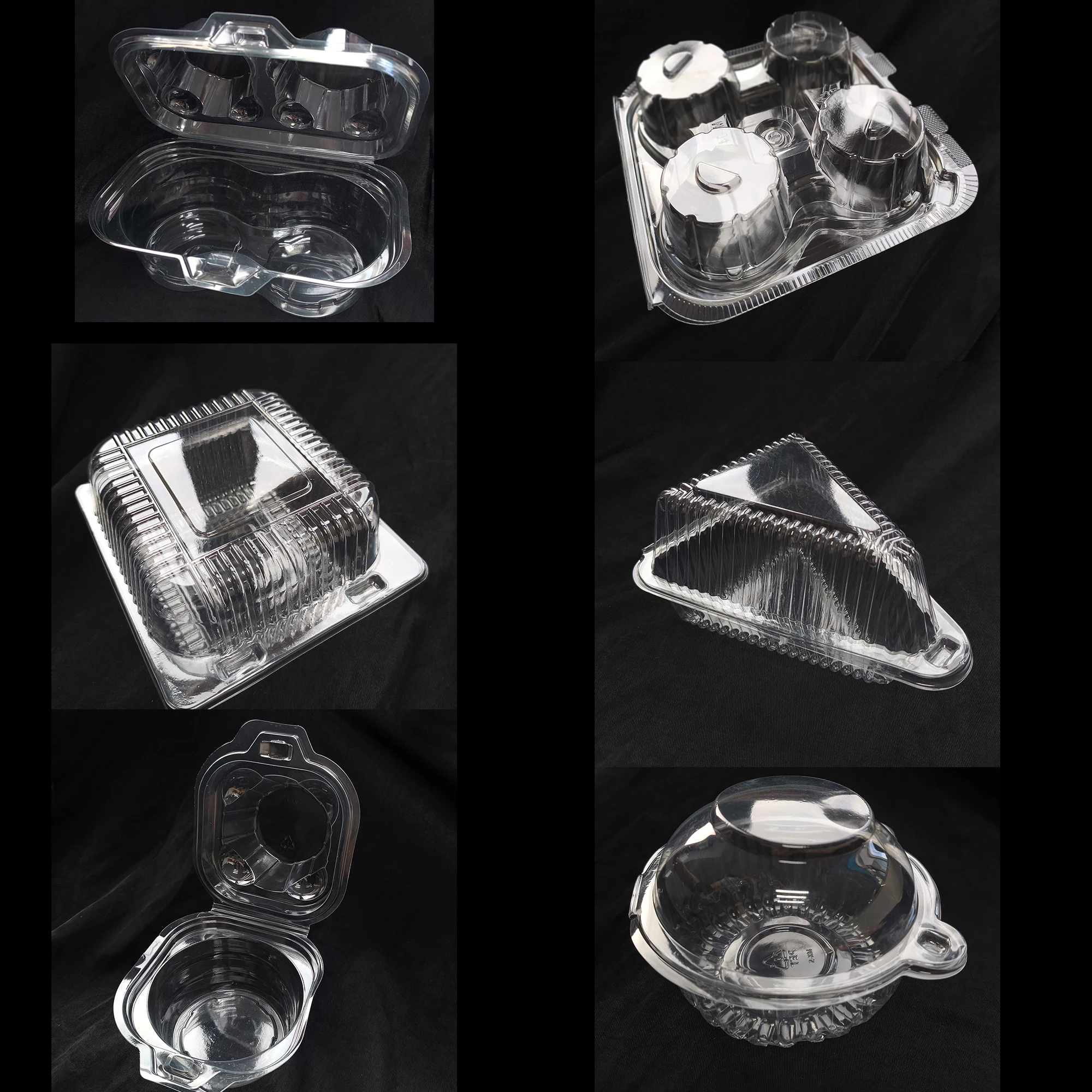 Transparent PET Plastic Cake Box Disposable Clamshell Food Container for Packaging Storing Lunch Use