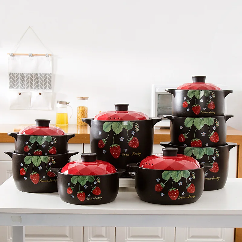Ceramic casserole household open fire gas stove soup pot high temperature dry burning does not crack household casserole