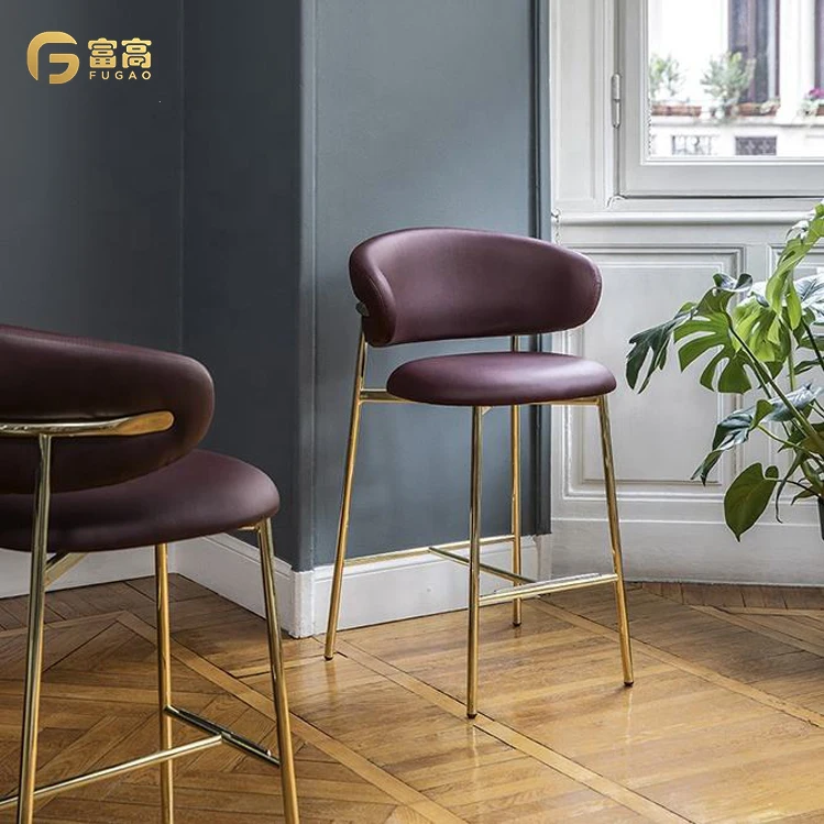 oem factory china Commercial Grade Mid-back Contemporary Faux Leather Bar Stools With Footrest kitchen high chairs bar stool