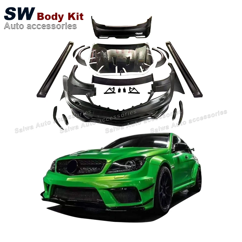 SW Black Series Style Body Kit For Mercedes-Benz C-Class W204 C63 Upgrade Bumper Tuning Car Accessories Performance Kit