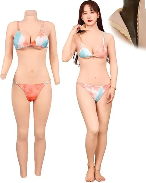 Cheap Sales Silicone Big Tits Fake Vagina Suit Breast Form With Arm Sissy Elastic Silicone Full Body Suit For Transvestite