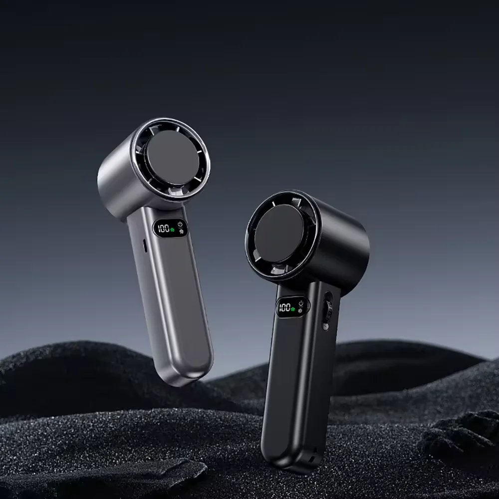 4800mAh High Speed Handheld Mini Turbo Fan Portable Rechargeable Fan Outdoor Ice Cooling Desktop Hand Fans For Summer Gift