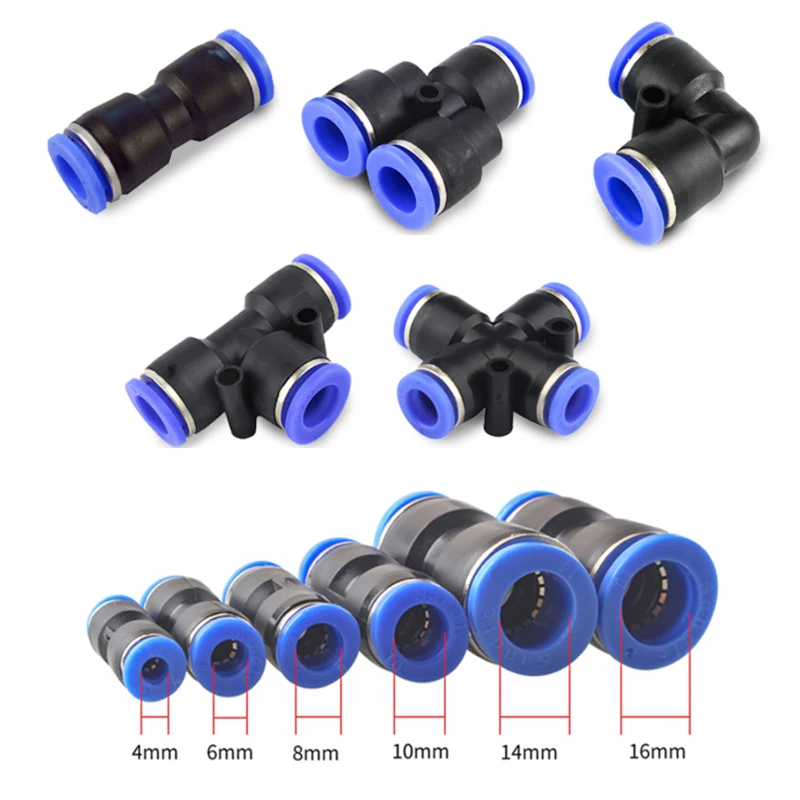 4mm Straight Plastic Quick Release Connectors Air Line Pneumatic Quick Connector Fittings Kit Push to Connect Fittings