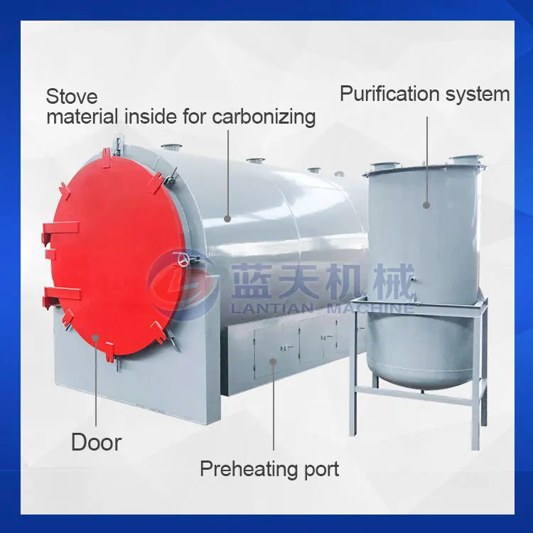 Sawdust briquette carbonization kiln jute sticks charcoal making furnace machine plant
