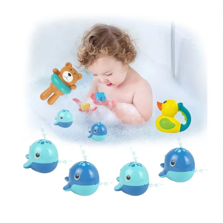 Interactive Animal Fun Swimming Plastic Summer Baby Whale Bule Mini Water Spray Bathing Shower Bath Toy