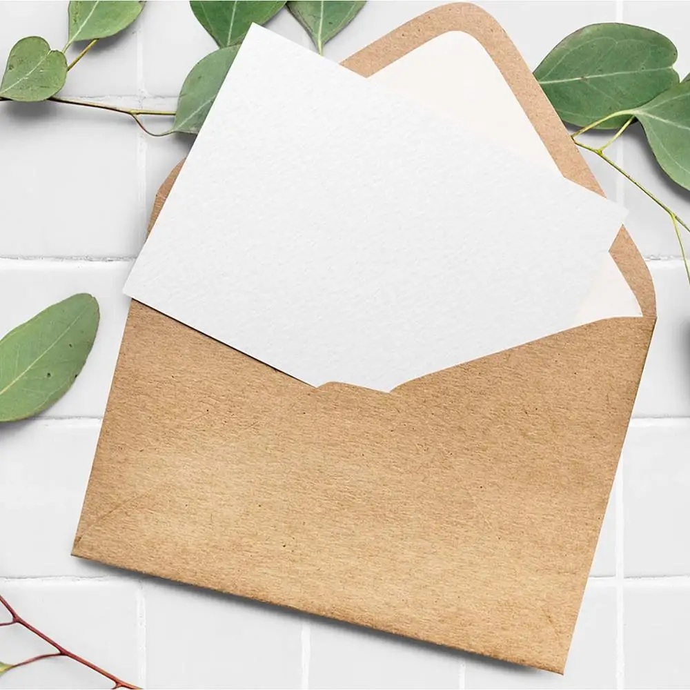 
Professional supplier Luxury Custom Kraft Gold Thank You Gift Cards Greeting Card With Envelopes 