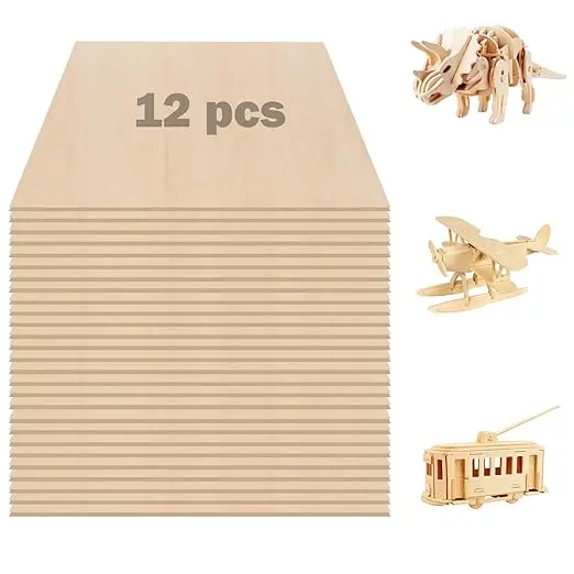 12 упаковок 12x12x1/8 дюймов листы фанеры из липы 3 мм тонкая незаконченная деревянная доска для рукоделия лазерная резка гравировка дома подарки