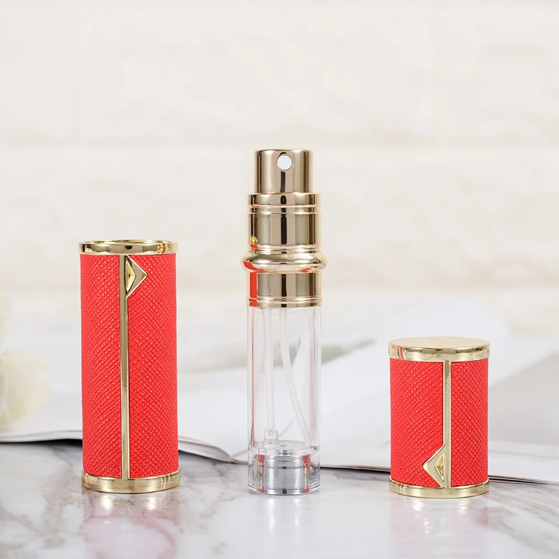 Wholesale bottom filling sub-bottle 5ML Haute Couture leather perfume spray travel pocket sample empty bottle