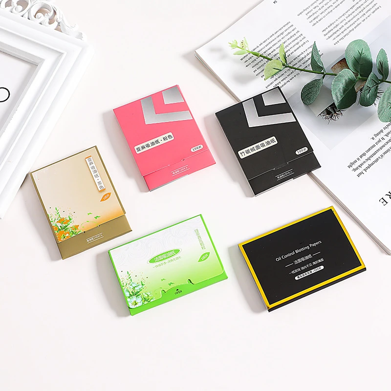 Custom logo Natural Green Tea Facial Oil Blotting Sheets Paper makeup tools Oil Absorbing Sheets Paper
