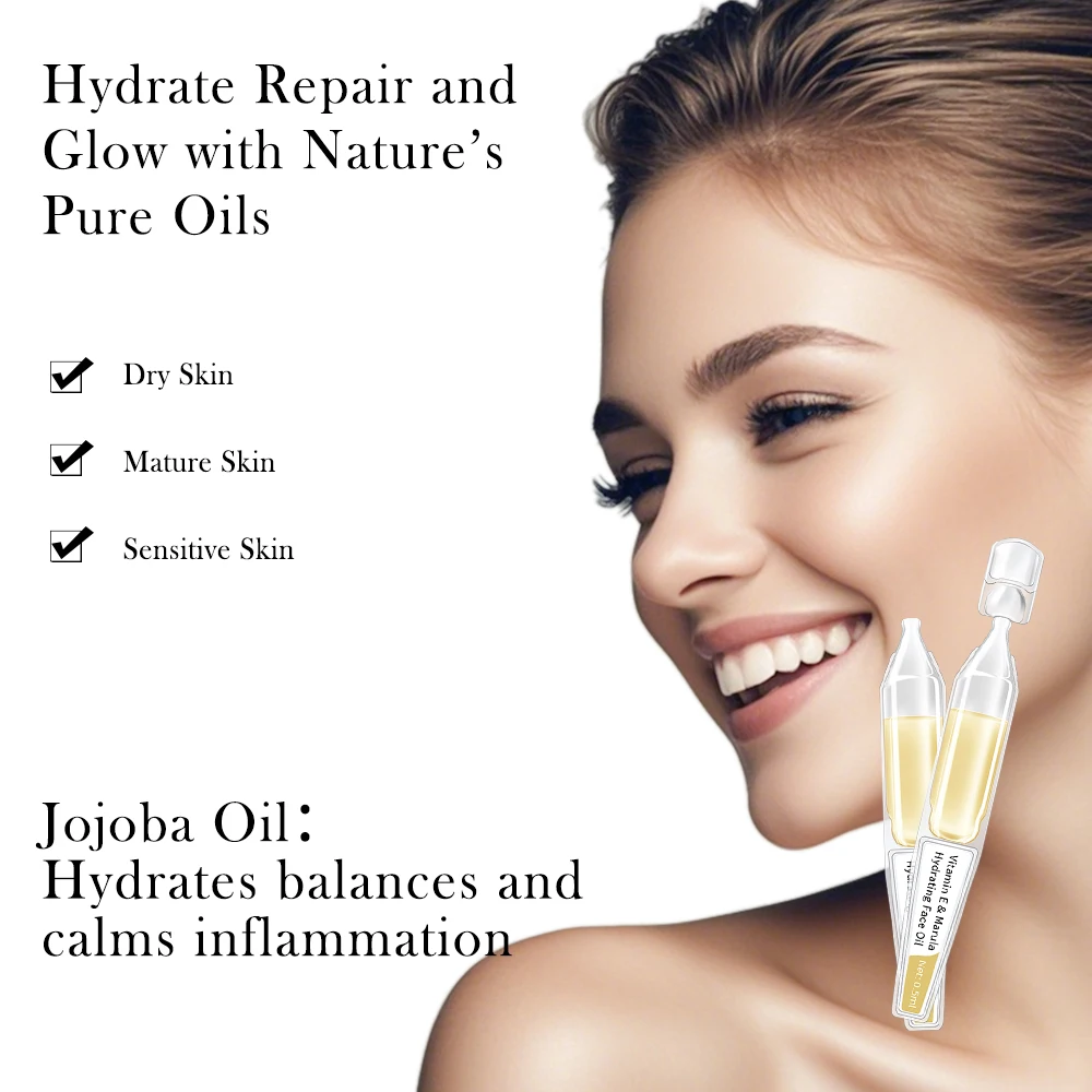 Krone OEM ODM Jojoba Oil Vitamin E Marula Oil Restorative Calming Hydrating Face Oil For Dry Skin