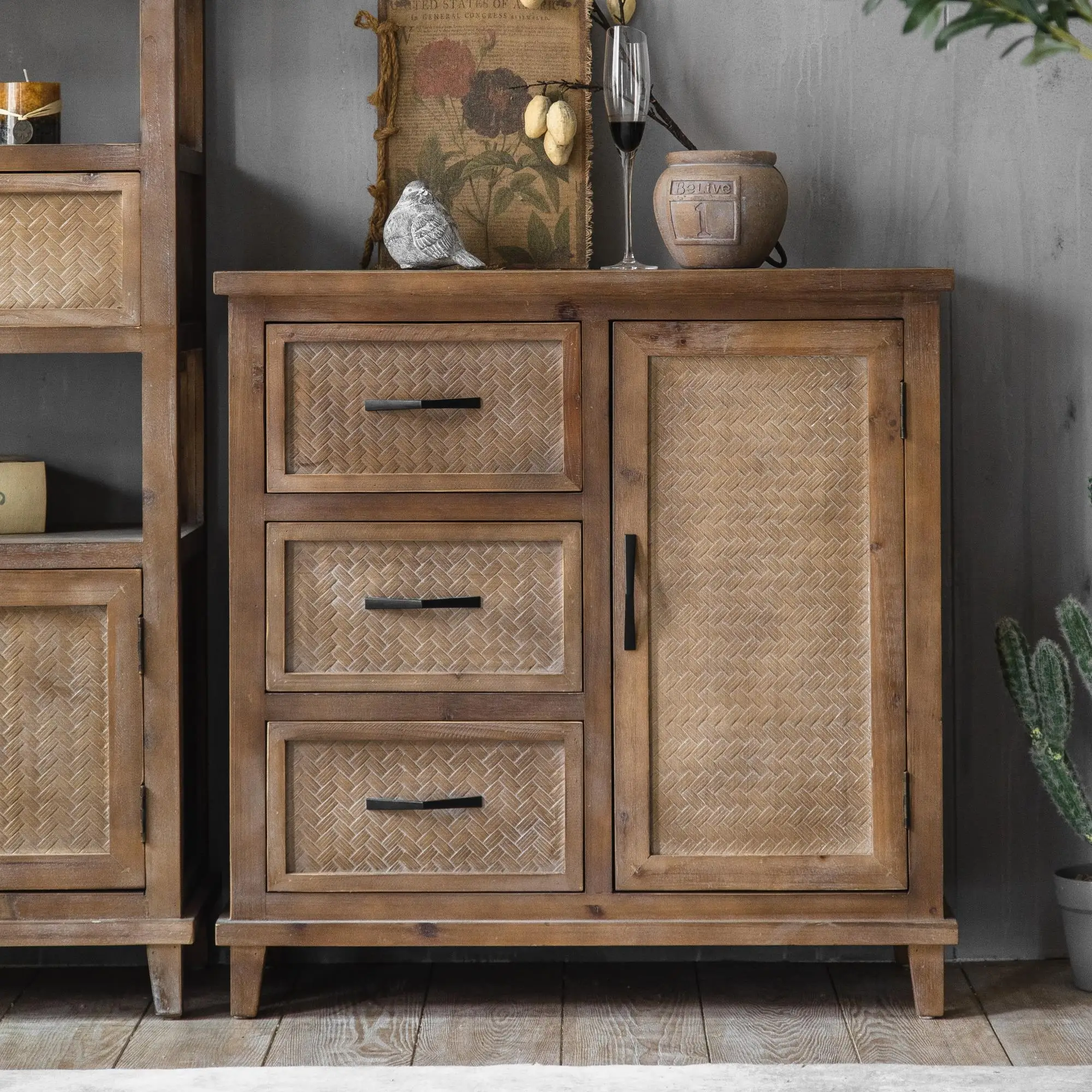 Antique Finishing Home Furniture Living Room Cabinets Wood Combined Multifunctional Bedroom Cabinet Chest of Drawers
