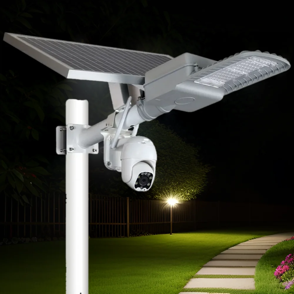 DURESOLAR 4G CCTV Solar Camera 360 Degree Rotate Outdoor Security Street Light 200/150W Power Supply DC Battery Garden Road lamp