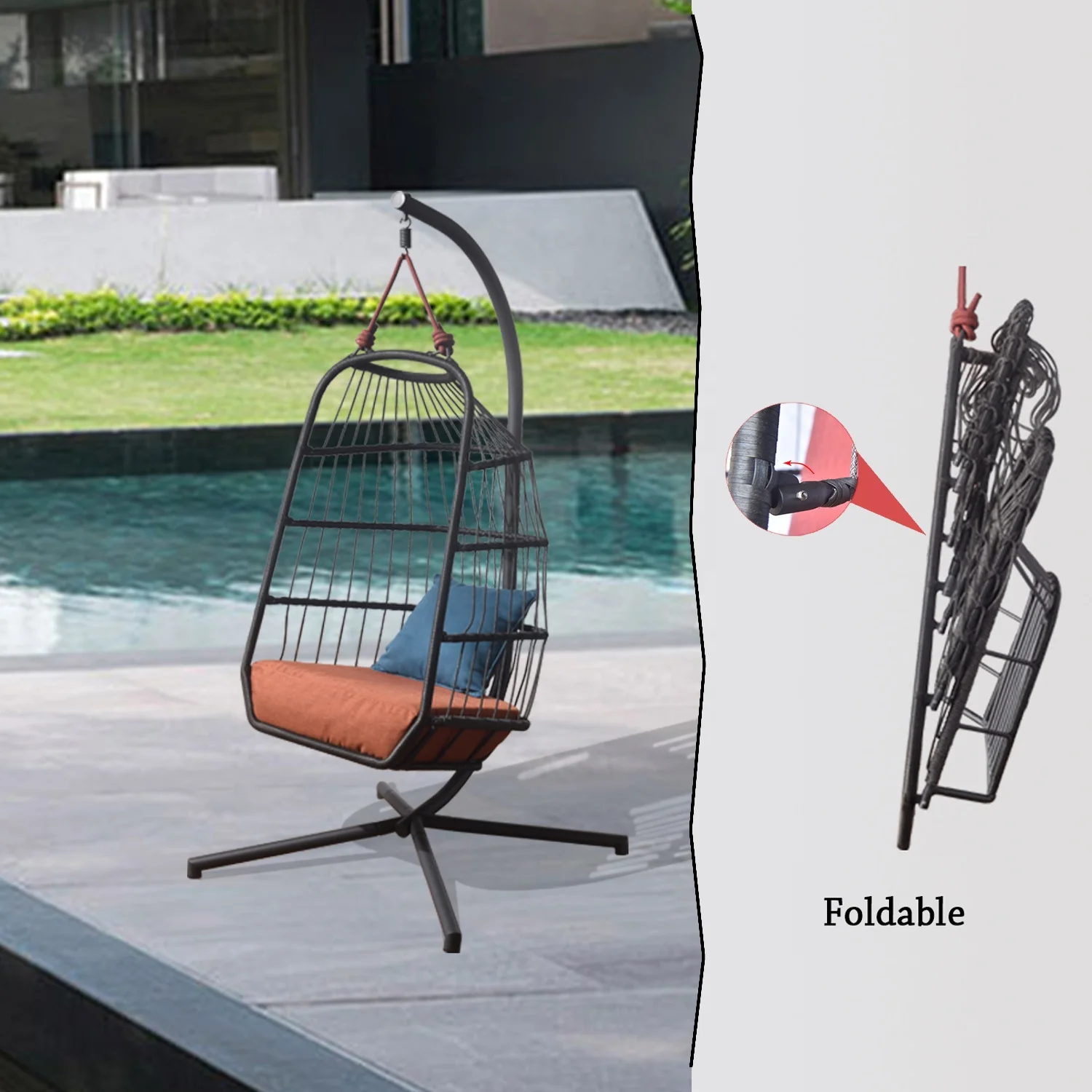 High End Garden Furniture New Design Foldable Swing Egg Chair for All Weather with Good price