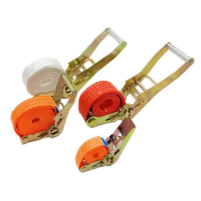 High Quality Lashing Belt Polyester Material Cargo Lashing Ratchet Tie Downs Fasten Flat Hook Ratchet Set Strap