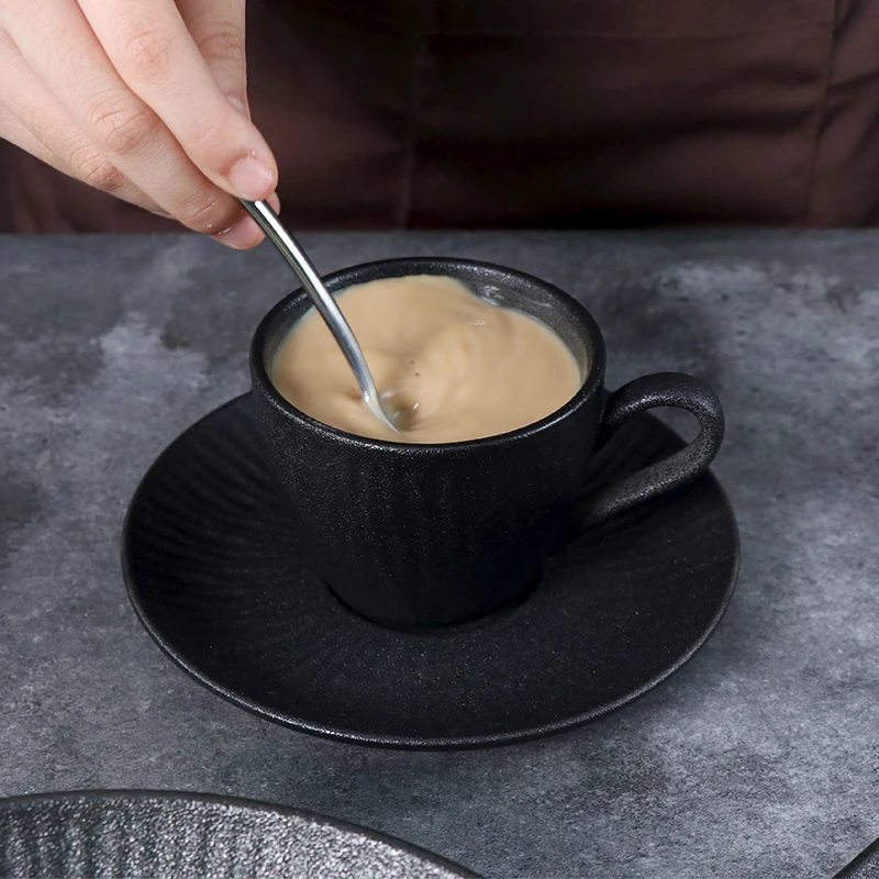 Hot Pot Plates Set Dinnerware Stoneware Black Ceramic Dishes Plates Set Dinner China Tableware Set For Restaurant