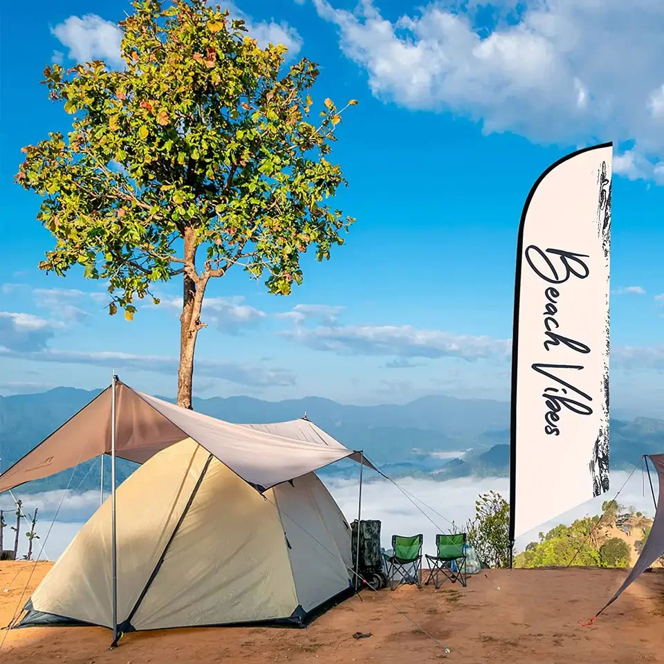 Huiyi Dominican Cotton Flag Beach Towel Promotional Event Outdoor Flying Beach Feather Flag Banner