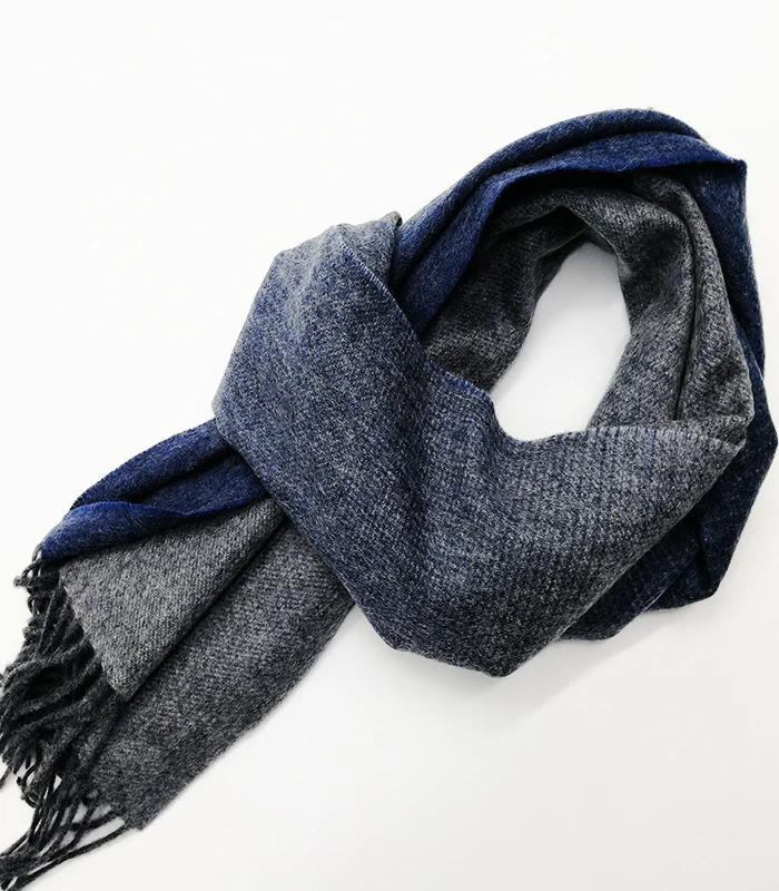 Blue grey double-sided thickened comfortable warm Inner Mongolian cashmere scarf for men
