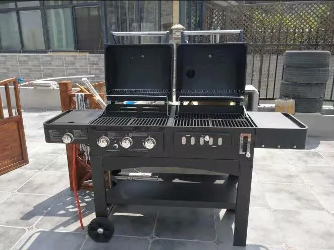 20 People Gas Charcoal Combo Combination Hybrid Gas Bbq Barbecue Grills With Infrared Burner For Outdoor Kitchen Cooking Machine