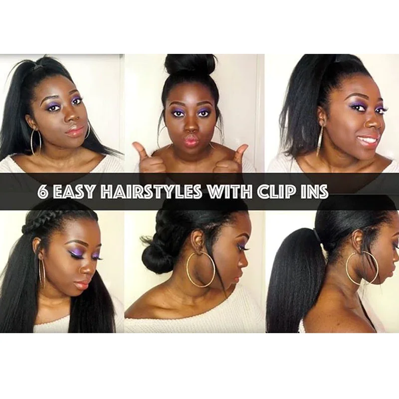 
100% Human Hair Ponytail Brazilian Machine Remy Ponytail Natural Straight Clip on Human hair,Virgin hair Extensions 100g 9pcs 