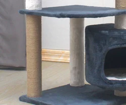 Factory Custom Wholesale Cat Climb Tree short plush Scratching Post Wooden Big House Tower