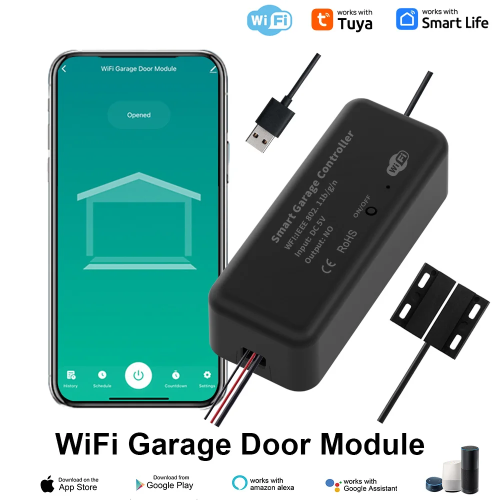 Tuya WIFI USB Switch Garage Door Controller Real-time Notification for Security Open the Door Everywhere Works With Smart Life