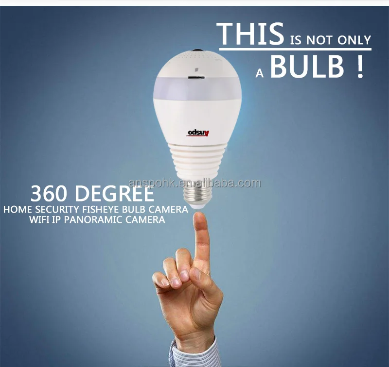 Anspo 1080p wifi camera E27 Light Bulb 360 Degrees 2.0MP Smart Wireless IP security Camera Panoramic Fisheye Bulb Light Camera