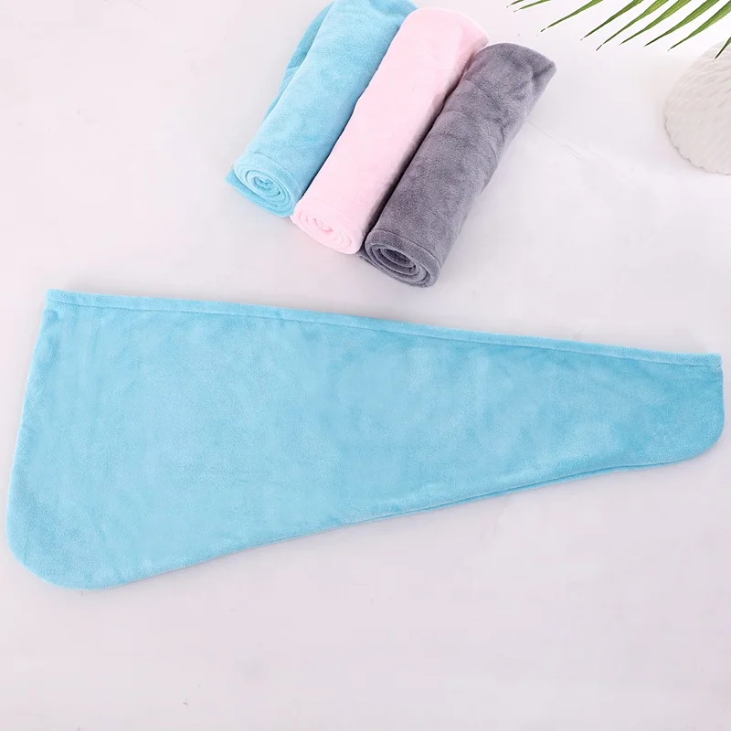 Wholesale custom high quality plush microfiber hair wrap turban towel hair drying towel microfibre hair towel