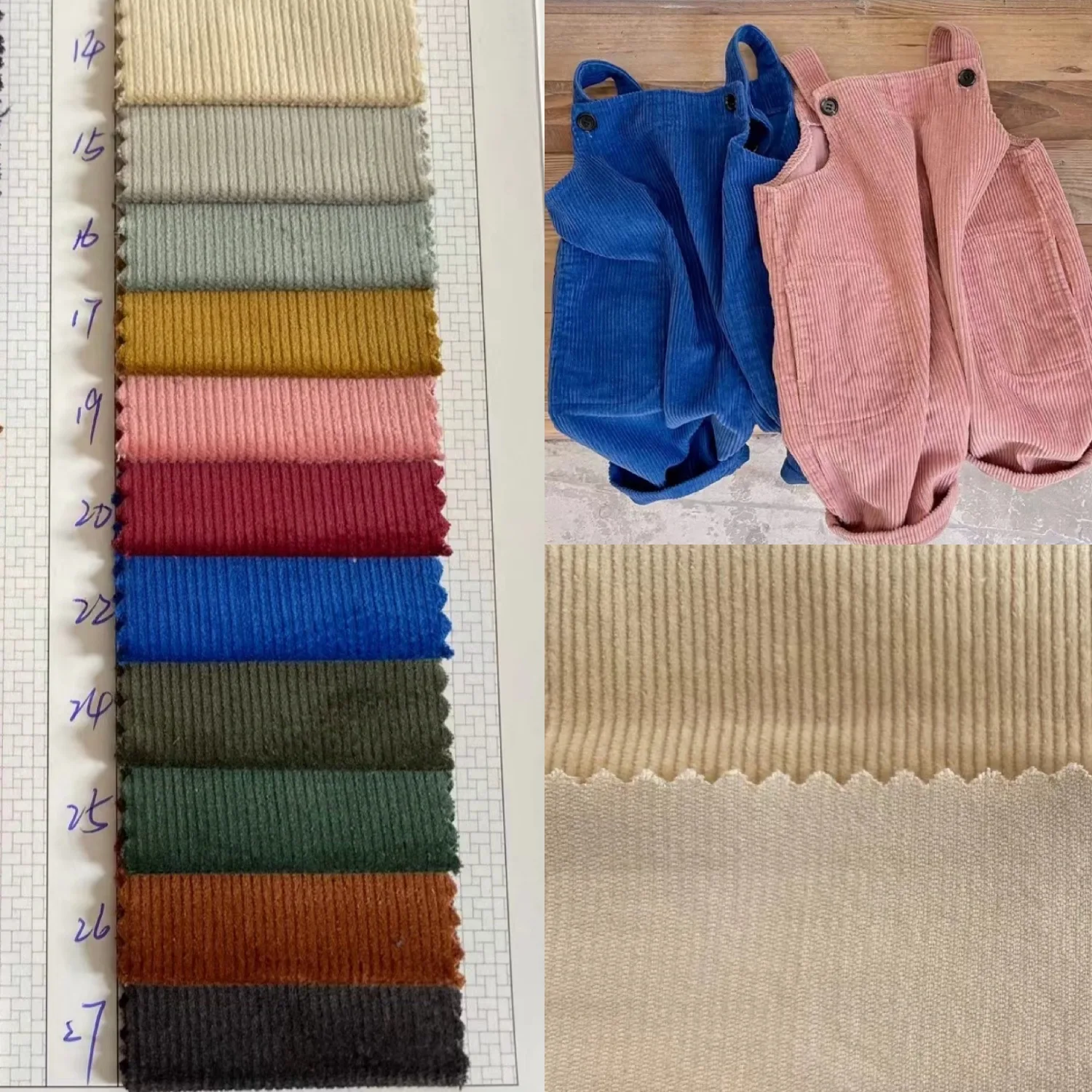 in stock 16w COTTON STRETCHED elastic heavy weight 330gsm 16 wales double yarn rib woven CORDUROY FABRIC FOR jacket, pants