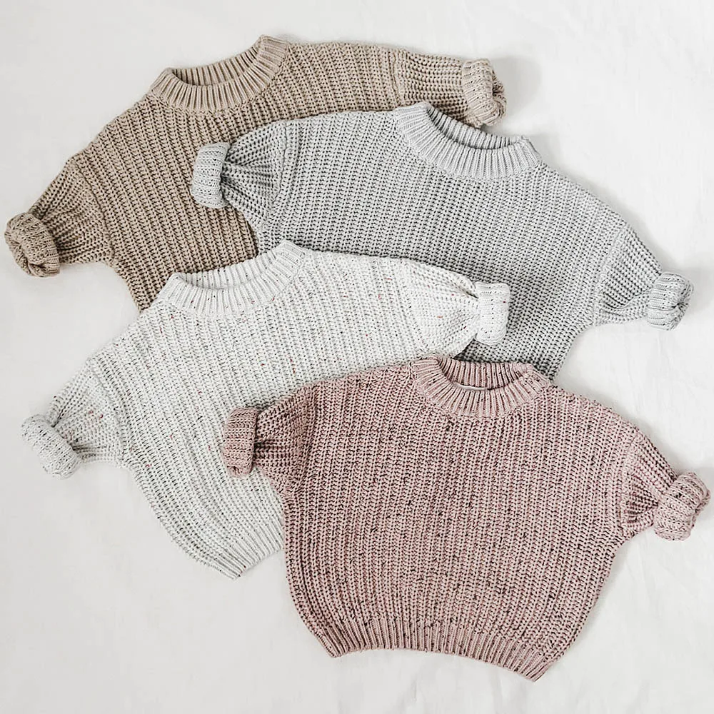 Custom speckle cotton winter baby clothes oversized chunky knit baby jumper toddler clothing new born kids boys girls sweater