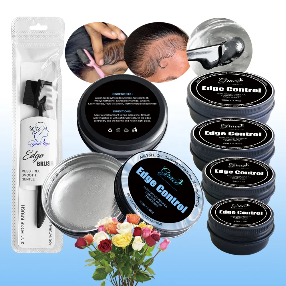 New Arrival 20g 30g 60g 100g Control Frizzy Hair Edge Tamer Styling Wax Gel Strong Hold Baby Hair Edge Control