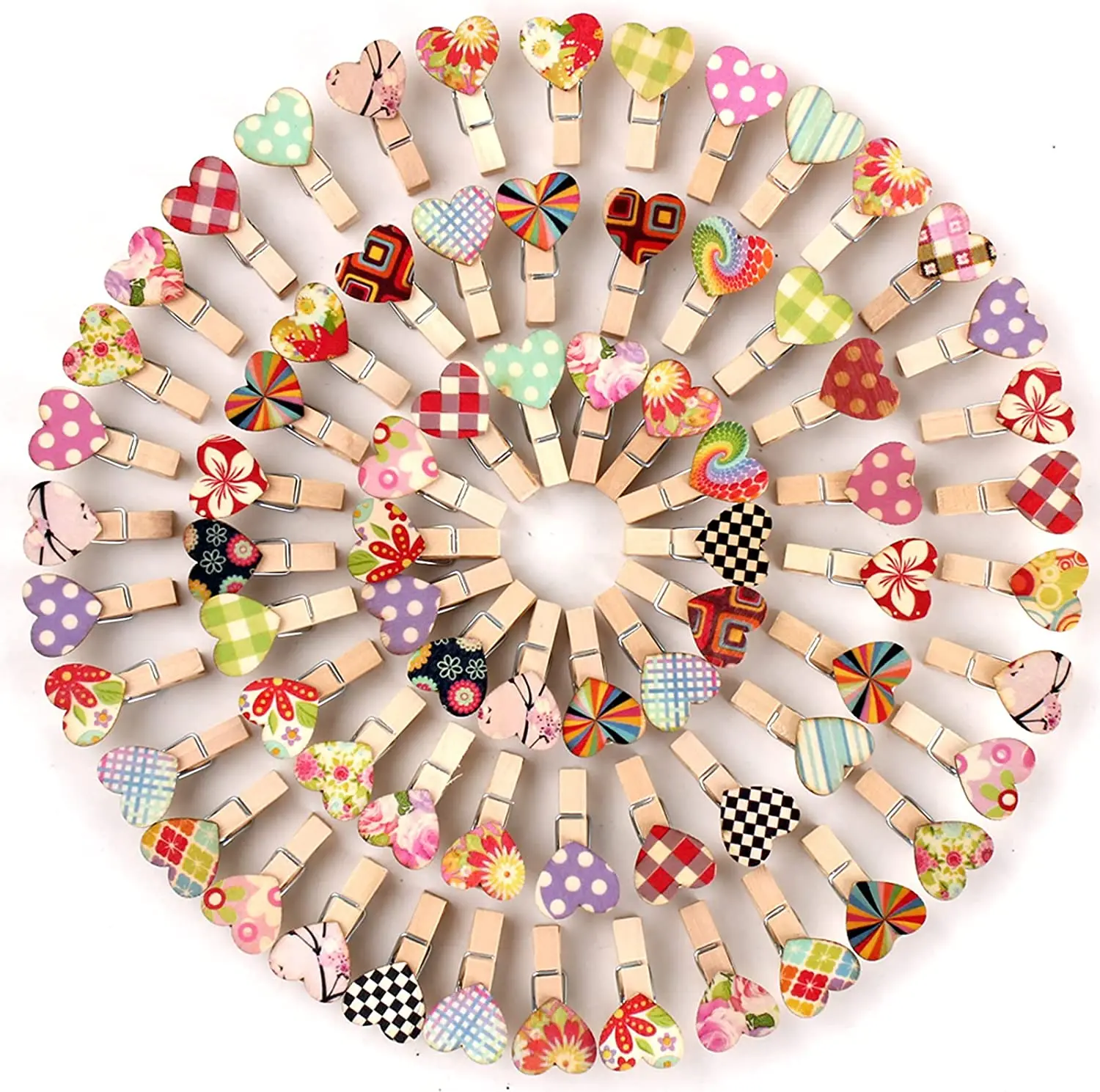 Colorful Painted Mini Wooden Clothespins with Hearts for Hanging Photos Decorations for Valentine  Wedding Bridal Shower Party