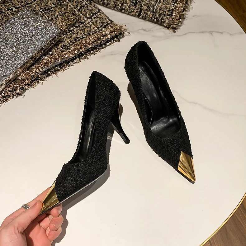 2022 Hot Sell High Heel Shoes Sexy Fashion Woman Ladies Black Thin Heels Pumps