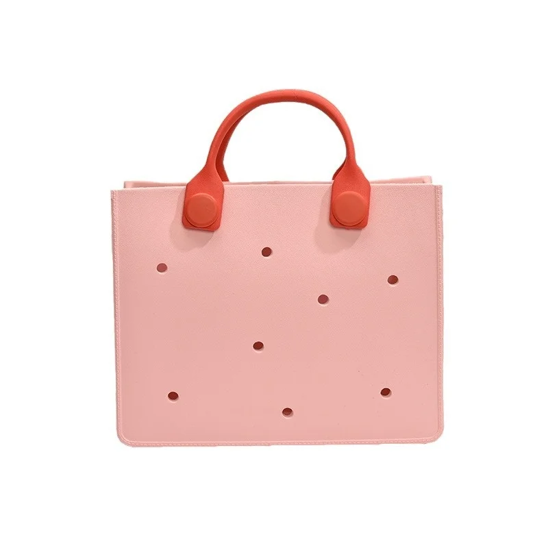 2024 Spring Summer New Arrival Niche Style Design Pure Color EVA Office Storage Briefcase with Hole Bag Satchel Classy Fashion