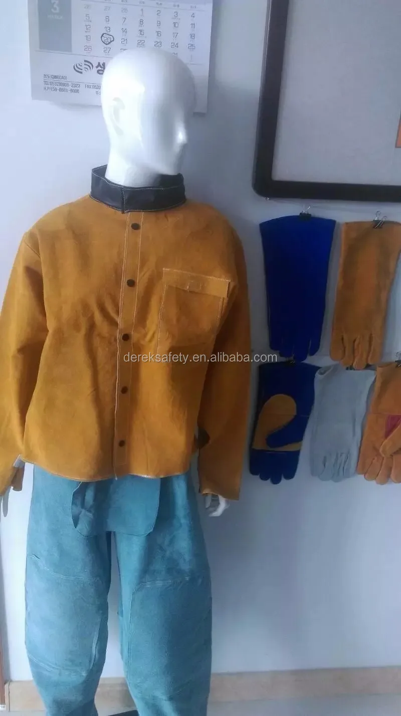 Split Leather Coveral Welding CoverallDeluxe Golden Cow Grain Leather Welding Clothes Jacket
