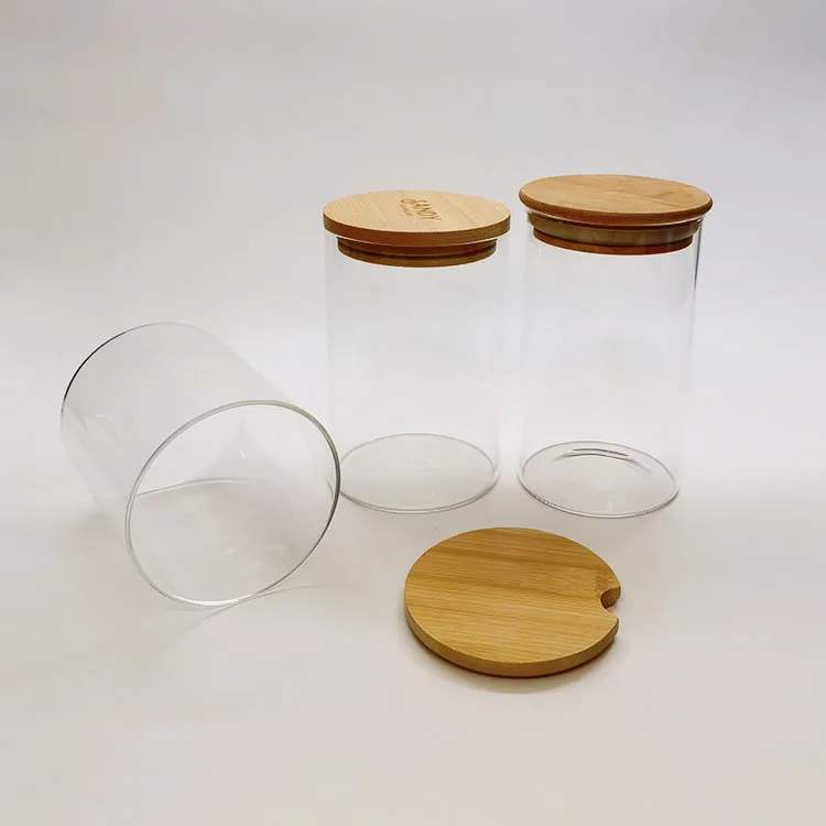 Wholesale 500ml Glass Jars High Borolicicate Glass Jar With Bamboo Lid Glass Storage Jar For Food