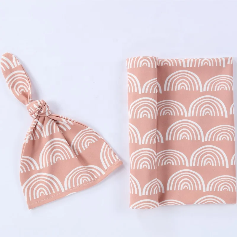 Радужной расцветки комплект из 2 предметов Пеленальное Одеяло для малышей с оверлок отделка полиэстер вискоза трикотаж узелками спальный мешок