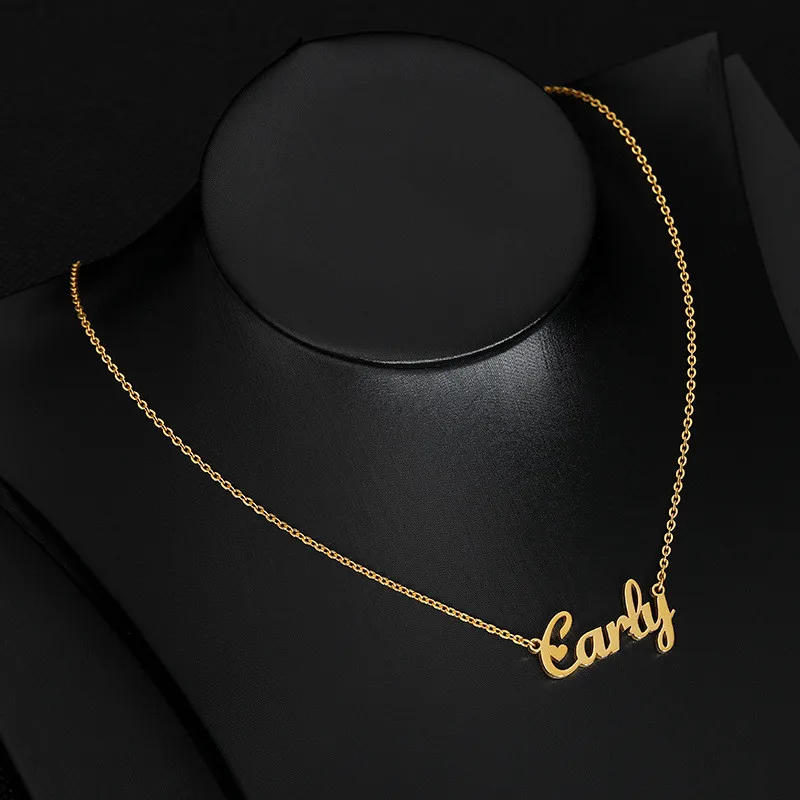 New Stainless Steel Personalized Gold Inital Custom Name Friendship Necklace 18k Gold Any Language Font Customized Necklace