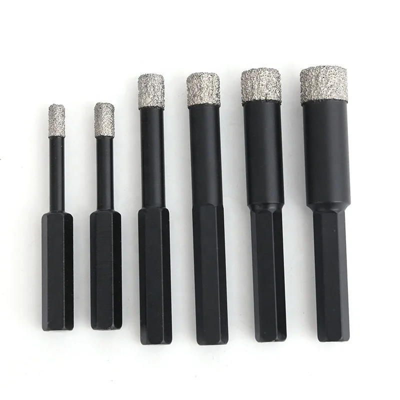 5mm 6mm 8mm 10mm 12mm 14mm Vacuum Brazed Hex Shank Dry Drilling core Bits drill hole saw Granite Marble masonry