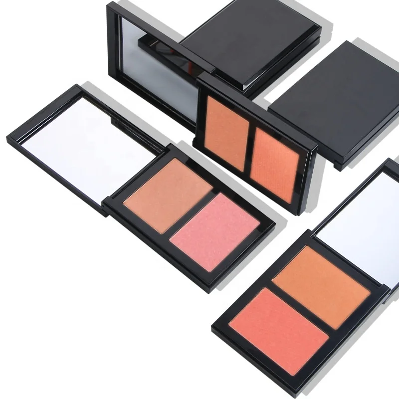 Matte Blush Compact Black Injection Case with Mirror 2 Colors High Pigmented Powder Private logo