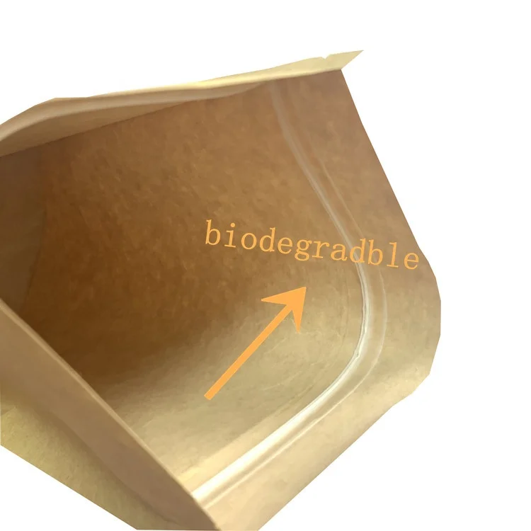 OEM custom printing 500g biodegradable kraft paper zip lock bag for coffee beans