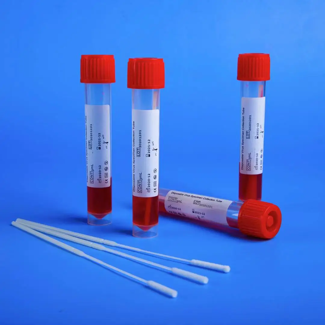
China VTM nasopharyngeal sterile nasal throat nylon flocked swab specimen specimen collection pcr test 