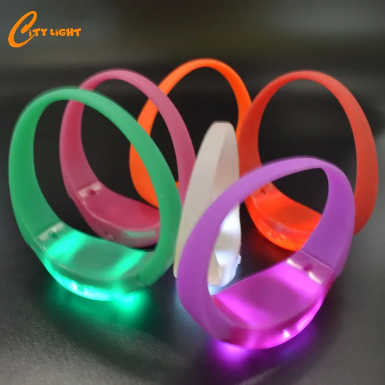 RGB OEM Logo Silicone Led Wristband Flashing Light up sound activated led bracelet