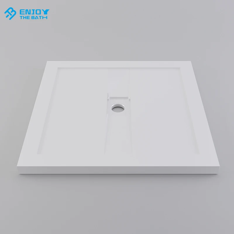 ETB Modern White Solid Surface Cultured Marble Bathroom Shower Tray Bases