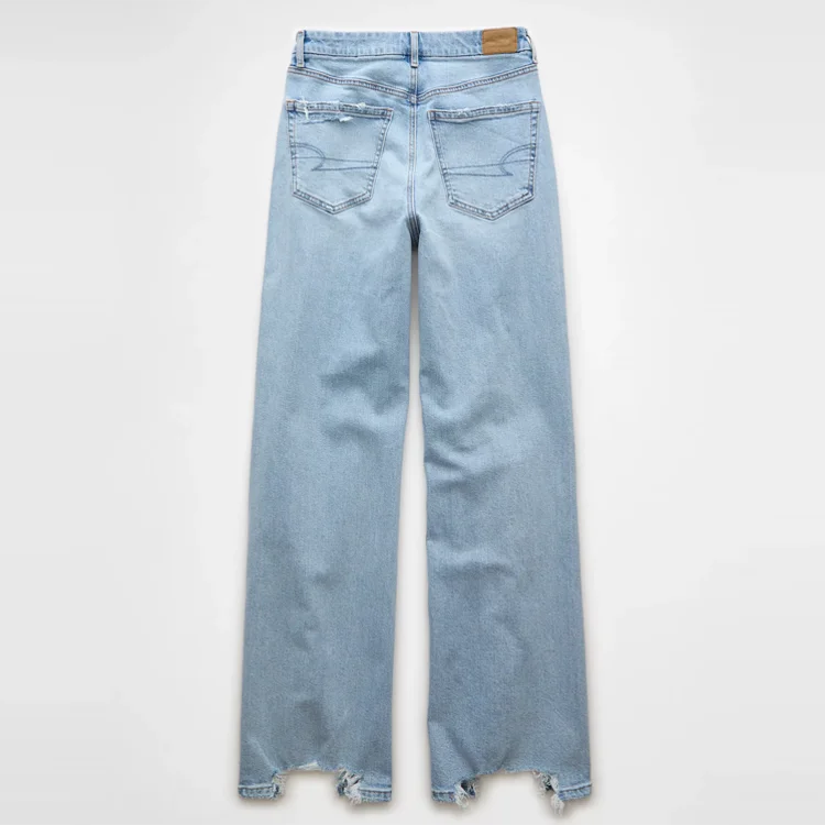 2024 hot sales washed wide leg casual fashion high level process ripped jeans women denim jeans