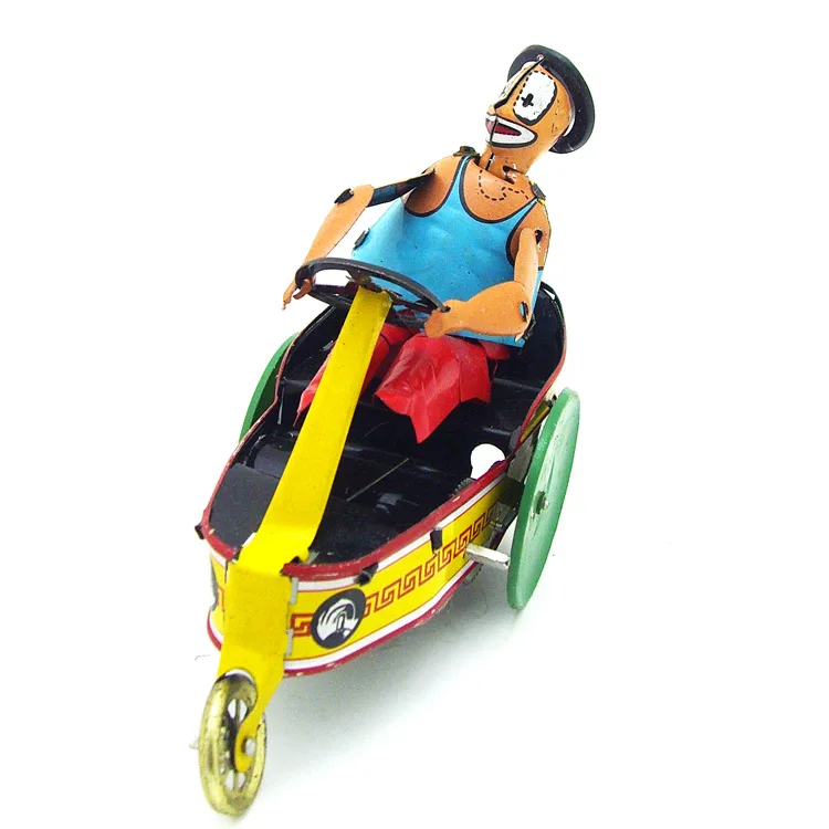 Clown On Tricycle Wind Up Tin Toy Cast Iron Craft