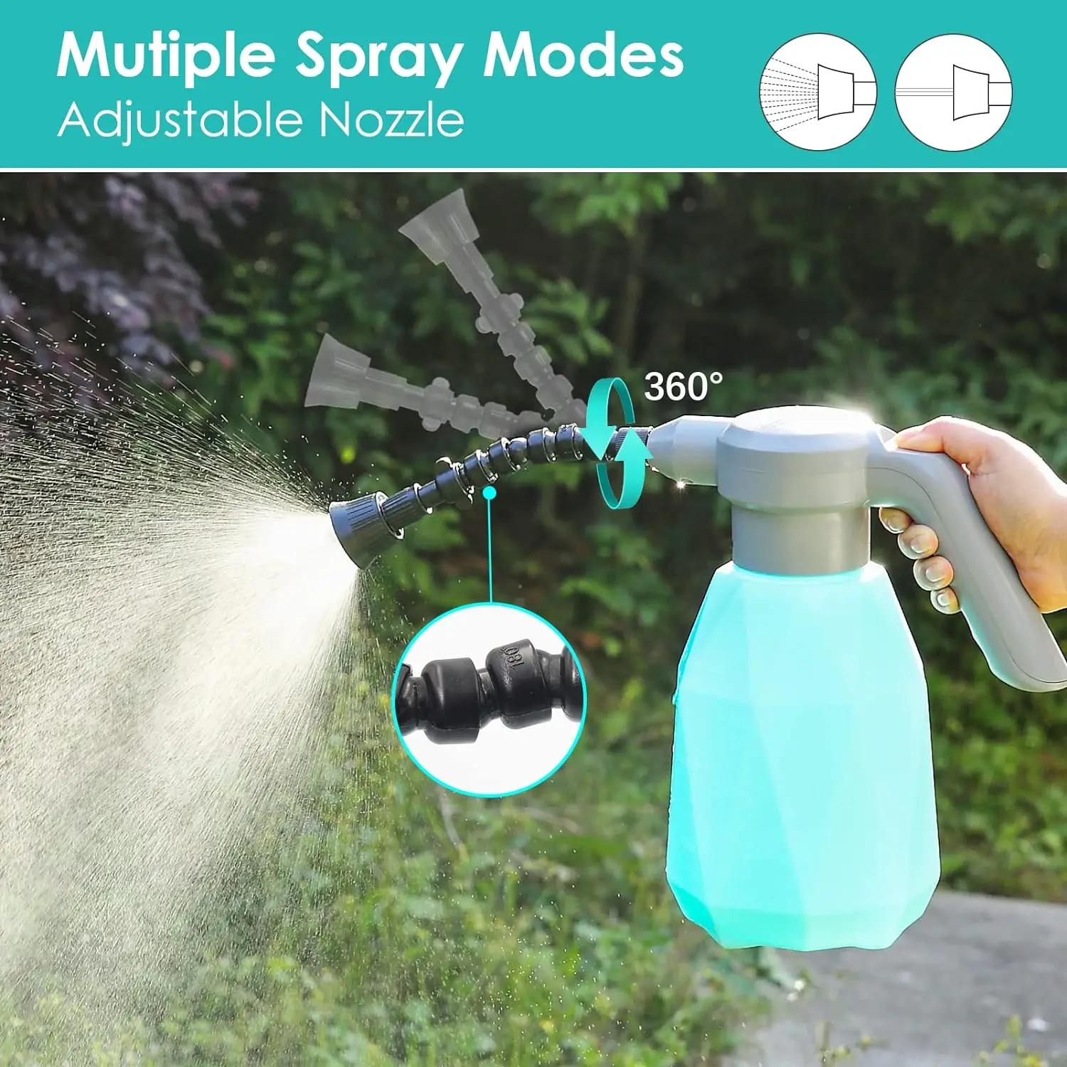 0.5 Gallon Electric Spray Bottle Plant Mister for Indoor/Outdoor Plants 2L  Rechargeable Battery Electric Watering Can