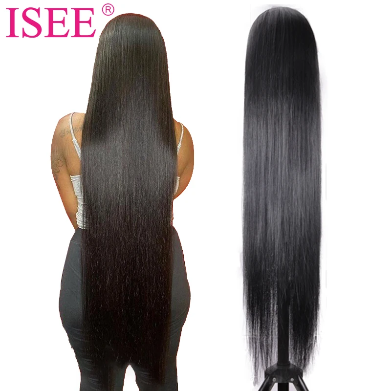  Hot Sale Transparent Lace Front Wig With Baby Hair 40 Inch Long Human Cuticle Aligned Double