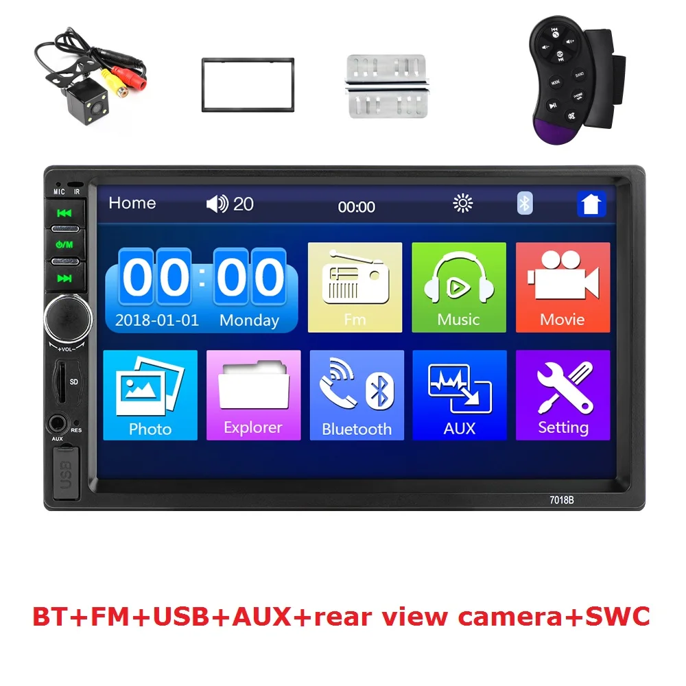 7018B 7 inch 2 din Car stereo Mirror link BT FM TF USB Car Radio MP5 Video Player autoradio for all cars