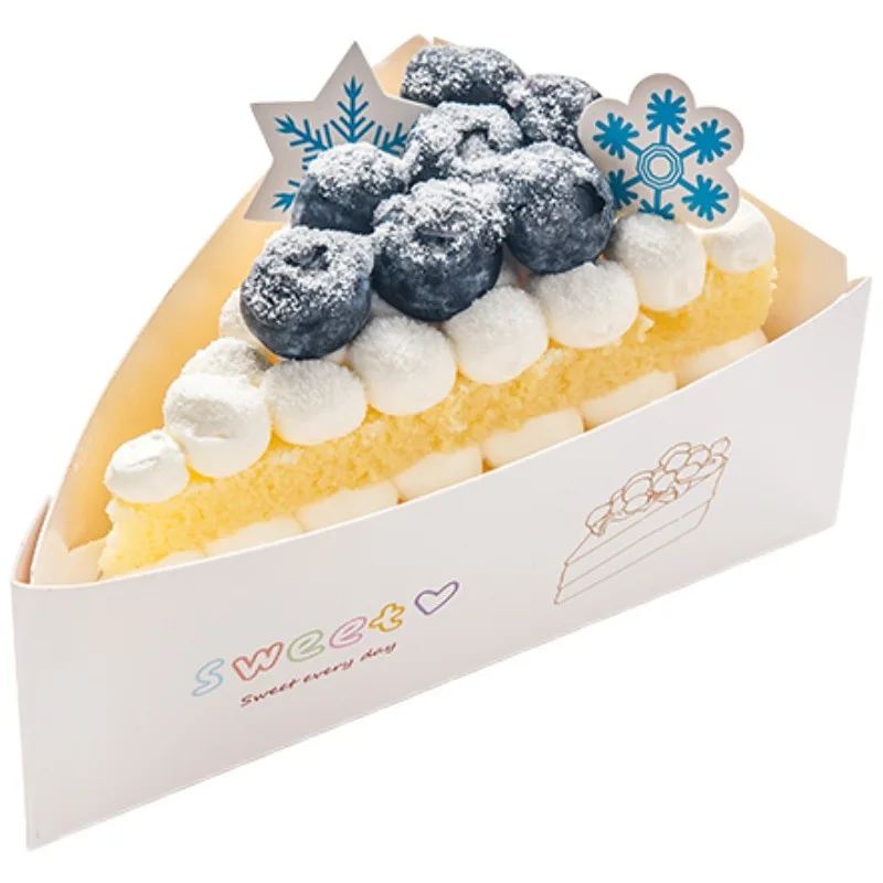 NOCI Custom Printed White Triangular Christmas Dessert Pastry Melaleuca Mousse Baking Cut Diced Packaging Triangle Cake Box