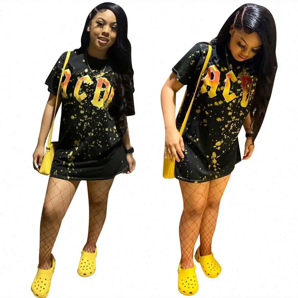 GuyaWax Streetwear Casual Letter Printing Dress Women O Neck Short Sleeve Mini Dress Daily Set Outfit Dress
